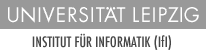 Das Logo der Universität Leipzig und die Unterabteilung der Informatik
